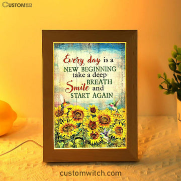 Sunflower Every Day Is A New Beginning Frame Lamp Art - Christian Art - Bible Verse Art - Religious Home Decor