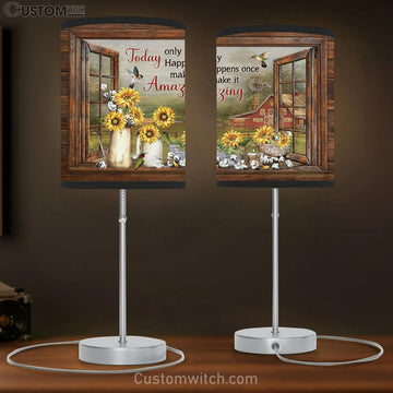 Sunflower Fog Today Only Happens Once Make It Amazing Table Lamp Art - Christian Lamp Gift Decor - Bible Verse Table Lamp