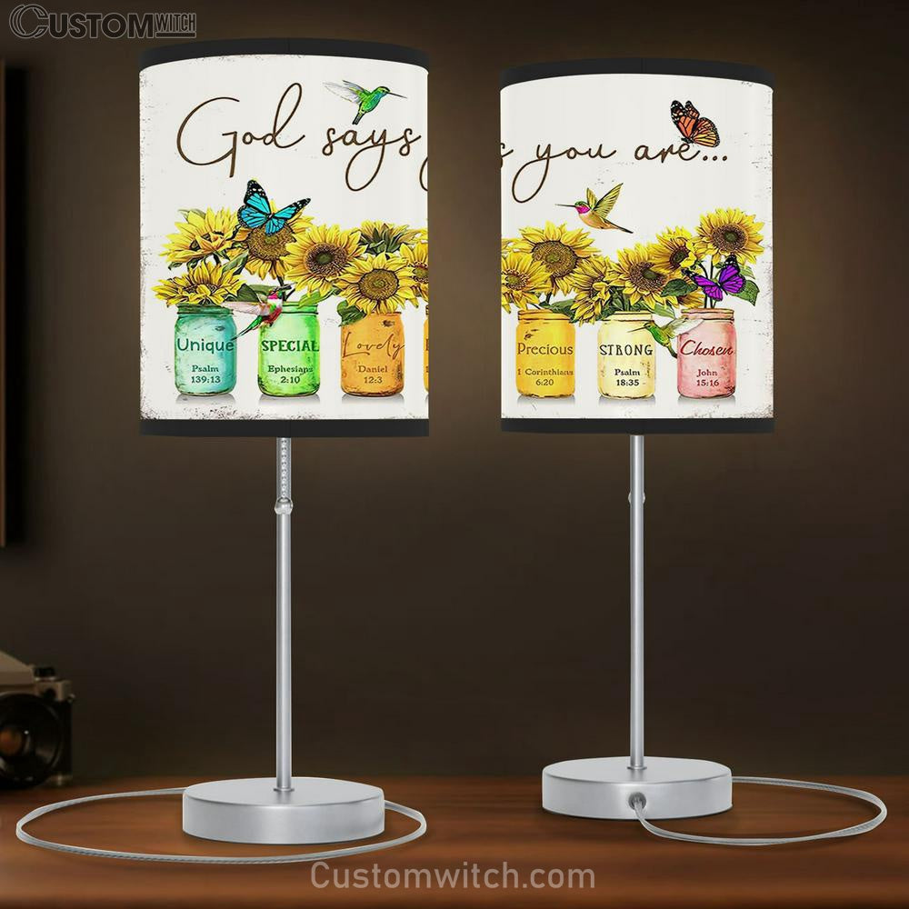 Sunflower God Says You Are Table Lamp Gift Decor