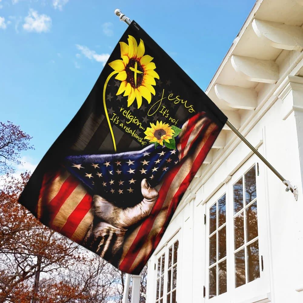 Sunflower Jesus It&#39;s A Relationship House Flag, Outdoor Religious Flags, Christian Flag, Scripture Flag, Garden Banner