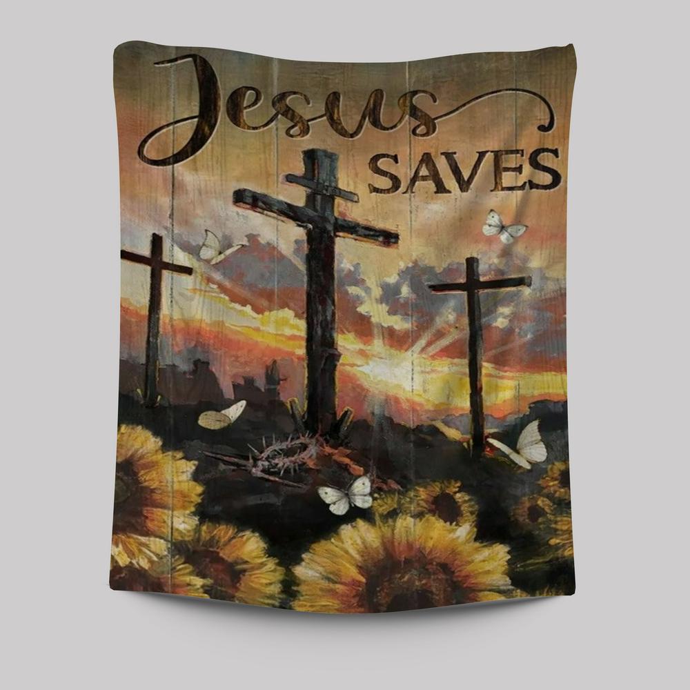 Sunflower Painting, Wooden Crosses, Jesus Saves Tapestry