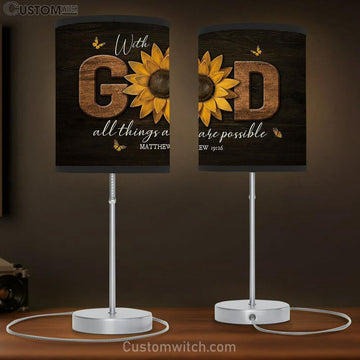 Sunflower With God All Things Are Possible Lamp Gift Table Lamp - Christian Lamp Gift - Religious Art