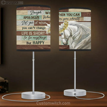 Sunflower Wreath White Horse Laugh When You Can Lamp Gift Table Lamp - Christian Bedroom Decor - Gifts For Horse Lovers