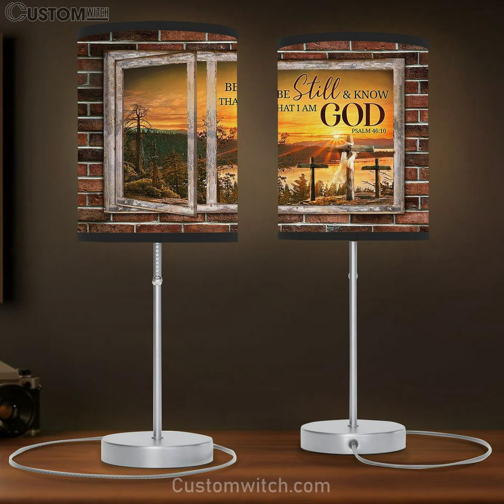 Sunset Be Still And Know That I Am God Table Lamp Art - Bible Verse Lamp Gift - Christian Bedroom Decor