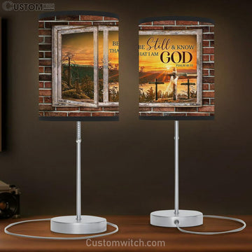 Sunset Be Still And Know That I Am God Table Lamp Art - Bible Verse Lamp Gift - Christian Bedroom Decor
