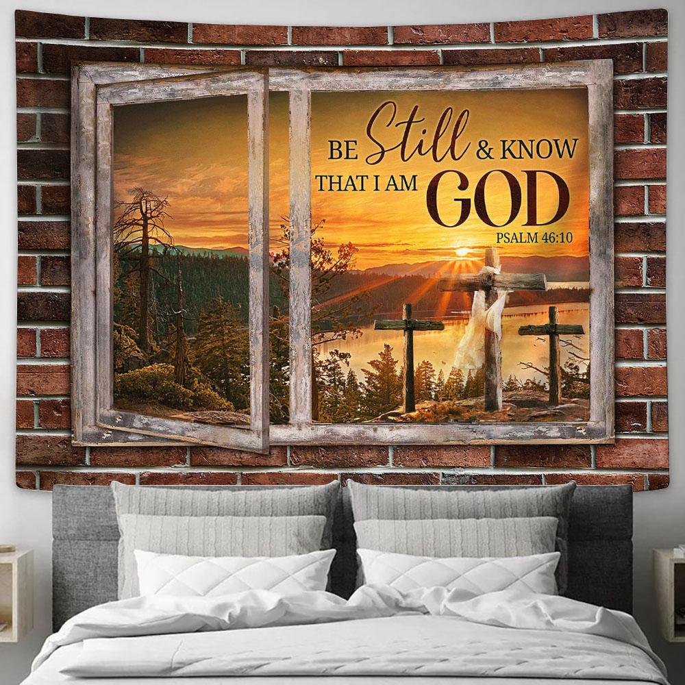 Sunset Be Still And Know That I Am God Tapestry Art - Bible Verse Wall Art - Wall Decor Christian