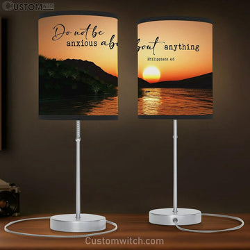 Sunset Philippians 46 Do Not Be Anxious About Anything Lamp Gift Table Lamp - Christian Lamp Gift Decor - Scripture Table Lamp Prints