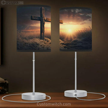 Symbol Love Pray Cross Sunset Table Lamp Pictures - Faith Art - Christian Table Lamp Gift Decor