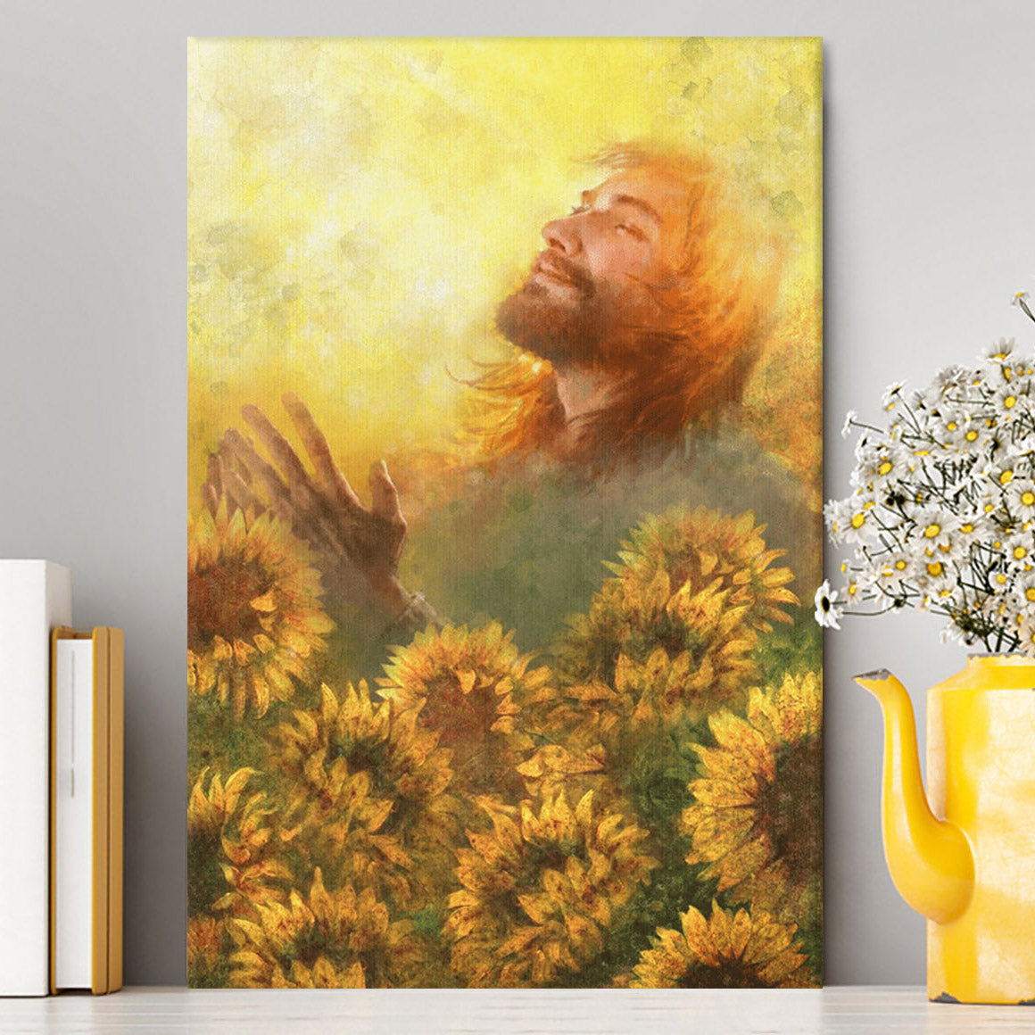Take A Deep Breath Jesus And Beautiful Sunflower Canvas Prints - Jesus Christ Canvas Art - Christian Wall Decor