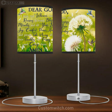 Take Away All Their Troubles And Pains And Carry Them Hummingbird Dandelion Large Table Lamp - Christian Table Lamp Prints - Religious Table Lamp Art