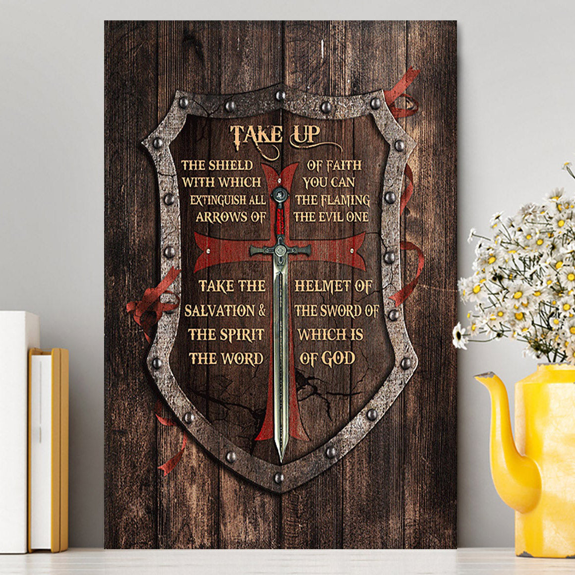 Take Up The Shield Of Faith Shield The Warrior Canvas Print - Inspirational Canvas Art - Christian Wall Art Home Decor