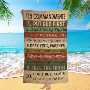 Ten Commandments - Christian Beach Towel - Bible Verse Beach Towel - Scripture Beach Towel