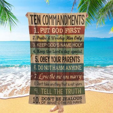 Ten Commandments Beach Towel - Christian Beach Towel Decor