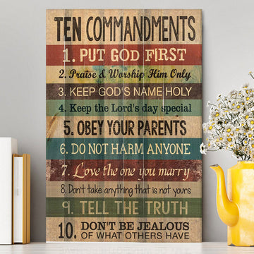 Ten Commandments Canvas Wall Art - Christian Canvas Wall Art Decor