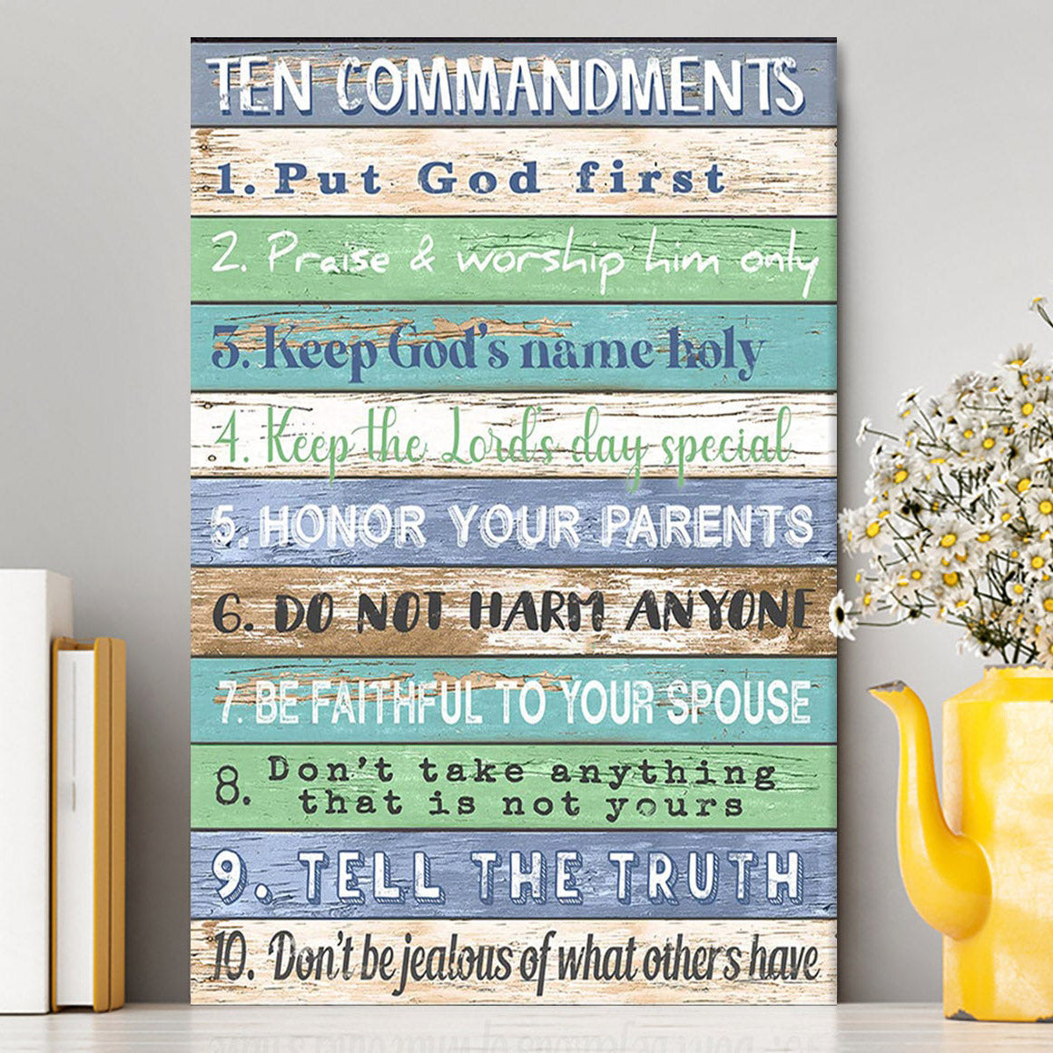 Ten Commandments Canvas Wall Decor 1 - Christian Canvas Wall Art Decor