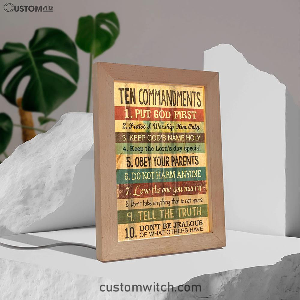 Ten Commandments Frame Lamp Art - Christian Night Light Decor
