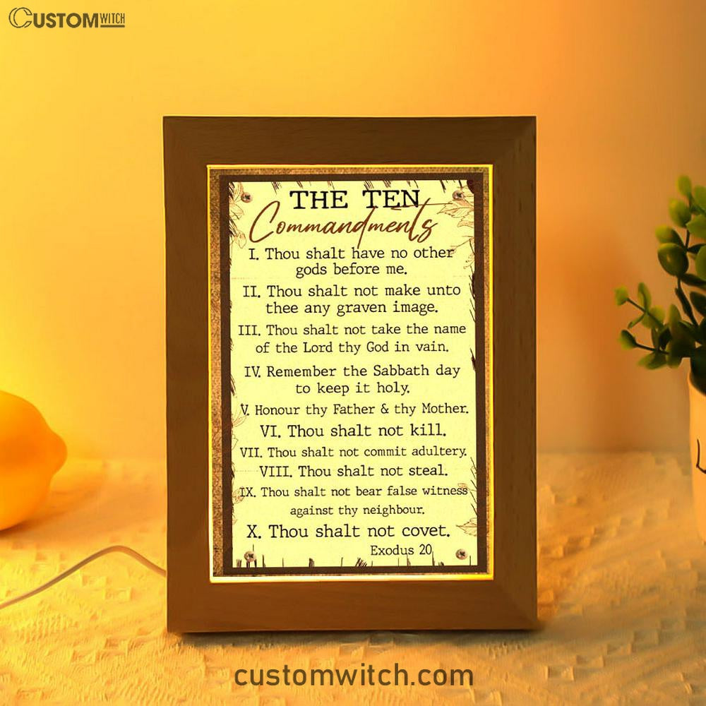 Ten Commandments Frame Lamp Prints - Christian Decor - Scripture Art