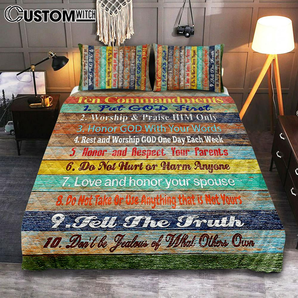 Ten Commandments Quilt Bedding Set Cover Twin Bedding Decor - Christian Quilt Bedding Set Bedroom Decor