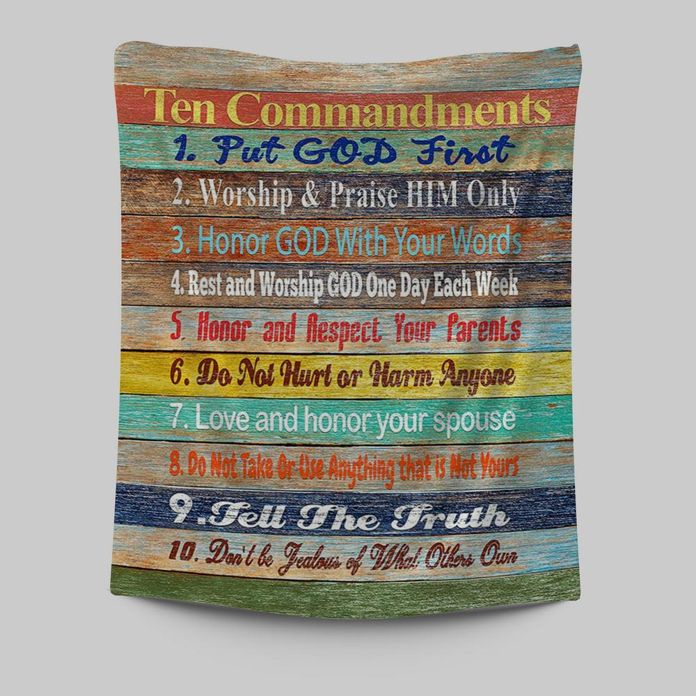 Ten Commandments Tapestry Wall Decor - Christian Tapestries Wall Art Decor