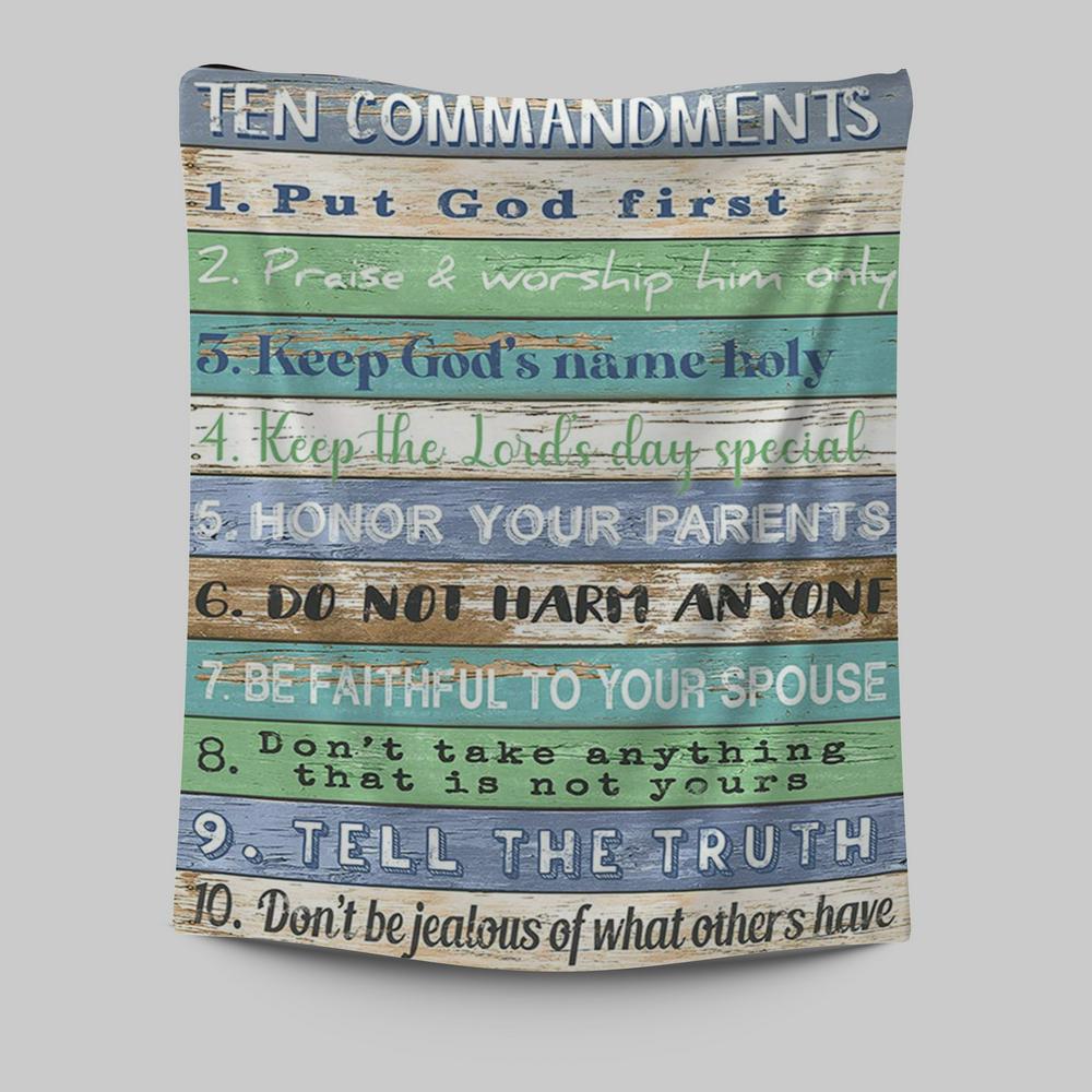 Ten Commandments Tapestry Wall Decor 1 - Christian Tapestries Wall Art Decor