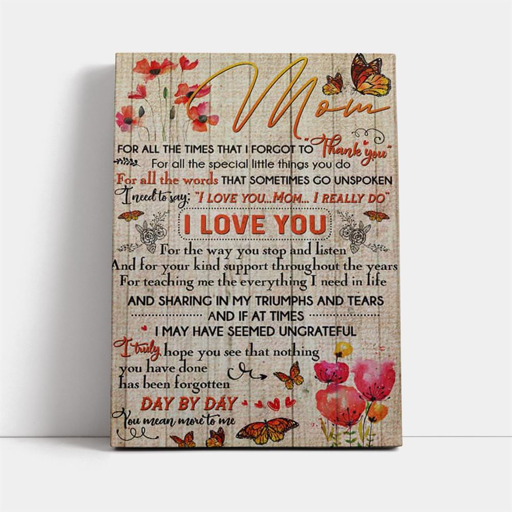 Thank You For Everything Mom Canvas, Mother&#39;s Day Canvas Art, Gift For Mom, Birthday Gift, Mother&#39;s Day Wall Art