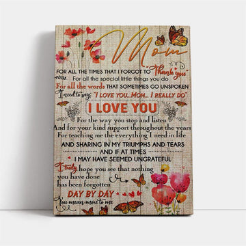 Thank You For Everything Mom Canvas, Mother&#39;s Day Canvas Art, Gift For Mom, Birthday Gift, Mother&#39;s Day Wall Art