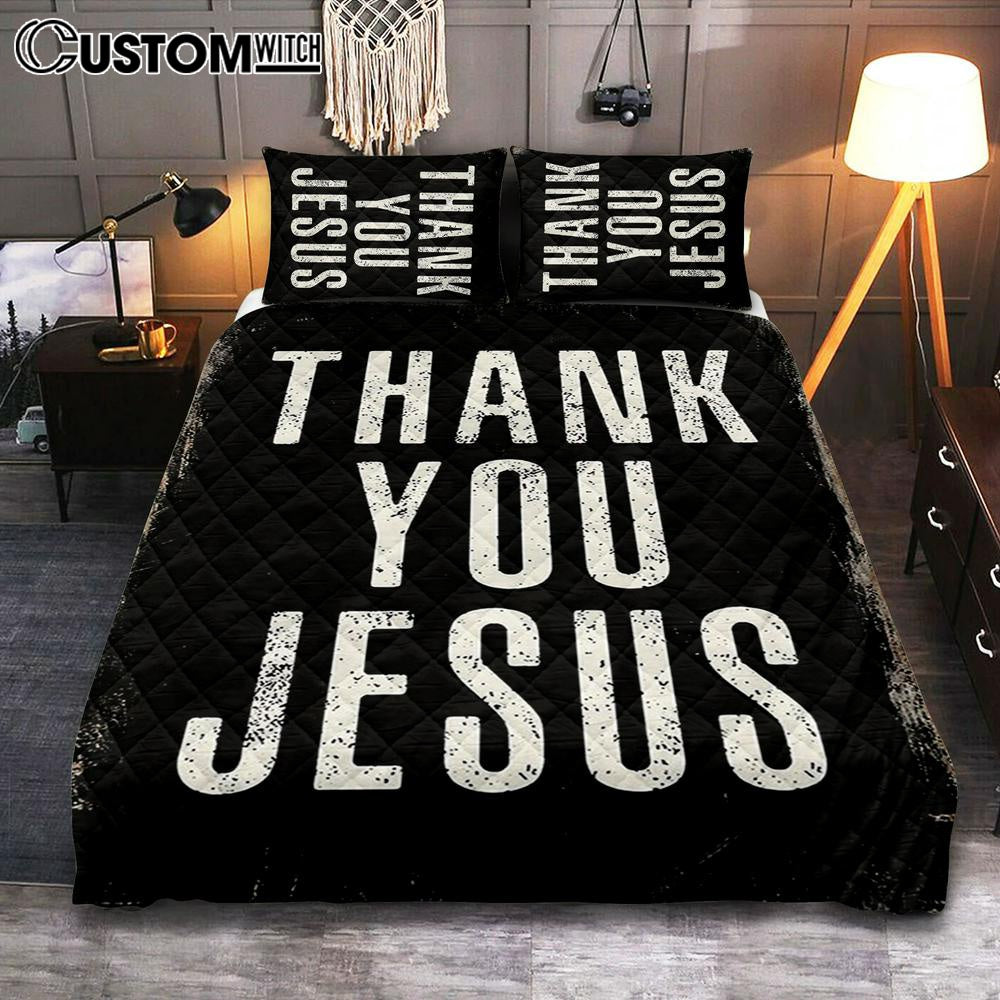 Thank You Jesus Quilt Bedding Set Bedroom - Christian Quilt Bedding Set Bedroom Decor