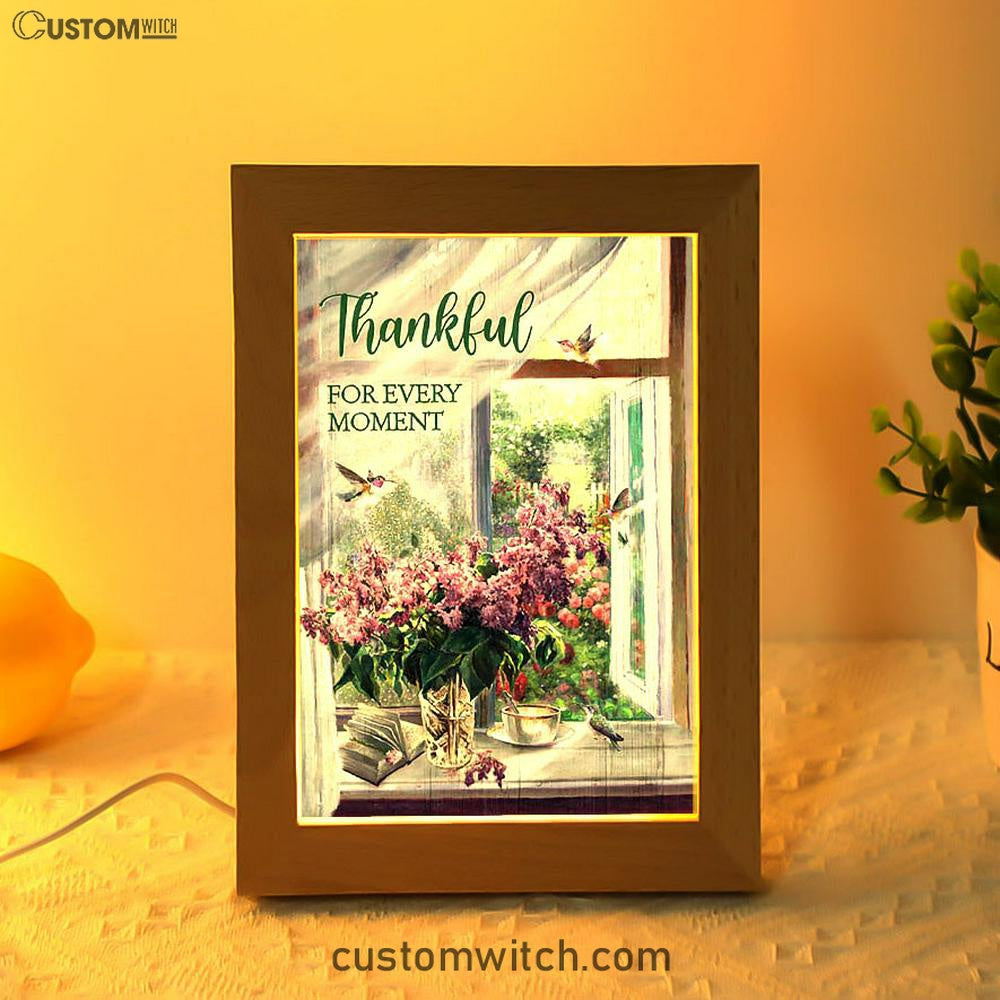 Thankful For Every Moment Lavender Peaceful Hummingbird Frame Lamp Print - Inspirational Frame Lamp Art - Christian Art Home Decor