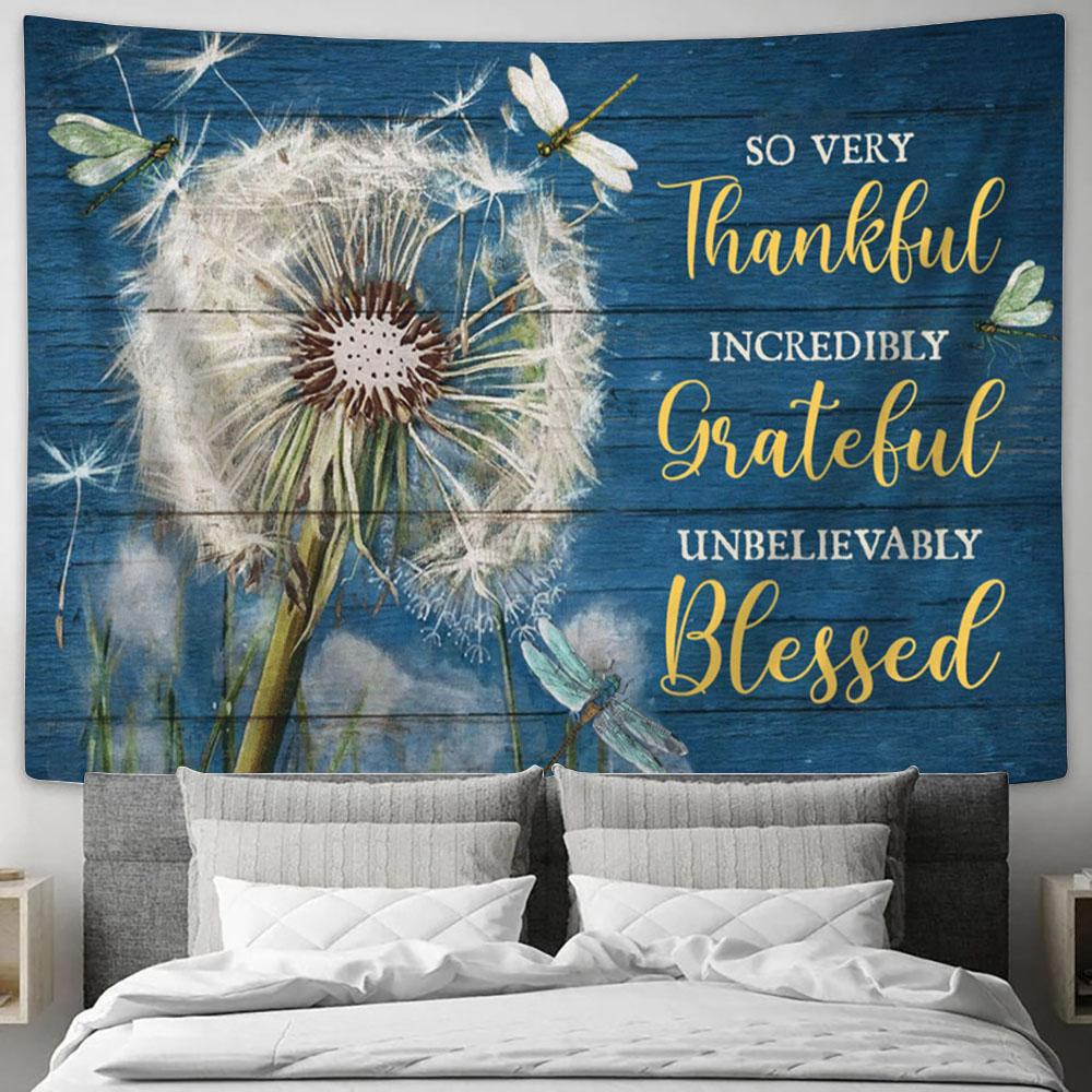 Thankful Graceful Blessed Dandelion Large Tapestry - Christian Tapestry Prints - Religious Tapestry Art
