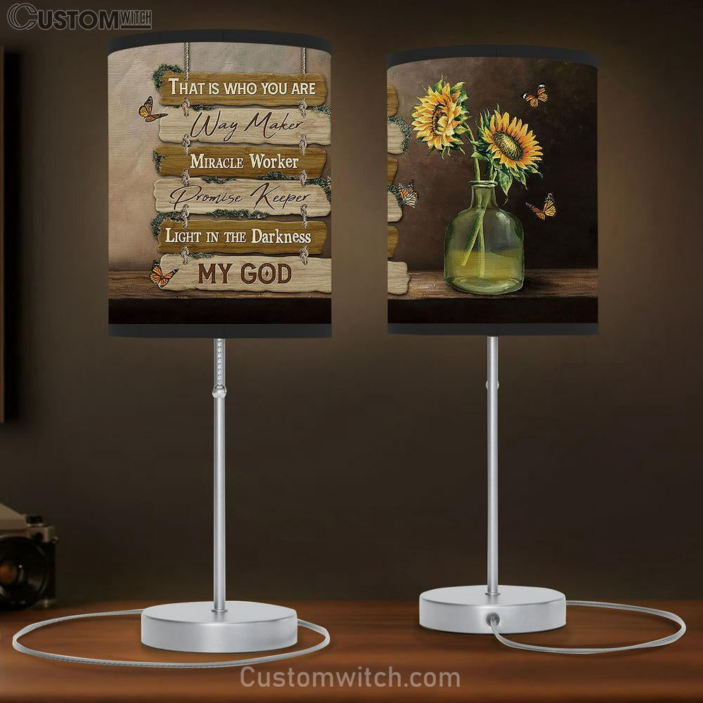 That Is Who You Are Sunflower Monarch Butterfly Table Lamp Art - Christian Lamp Gift Decor - Bible Verse Table Lamp