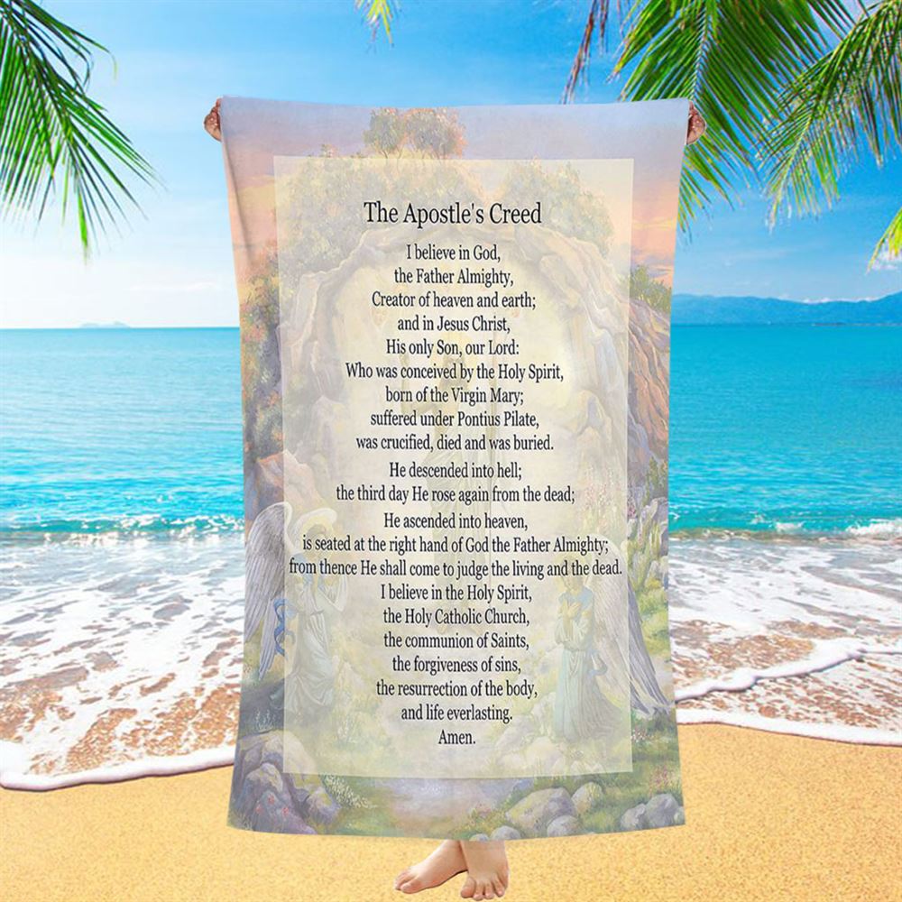 The Apostle&#39;s Creed Beach Towel - Christian Beach Towel Decor