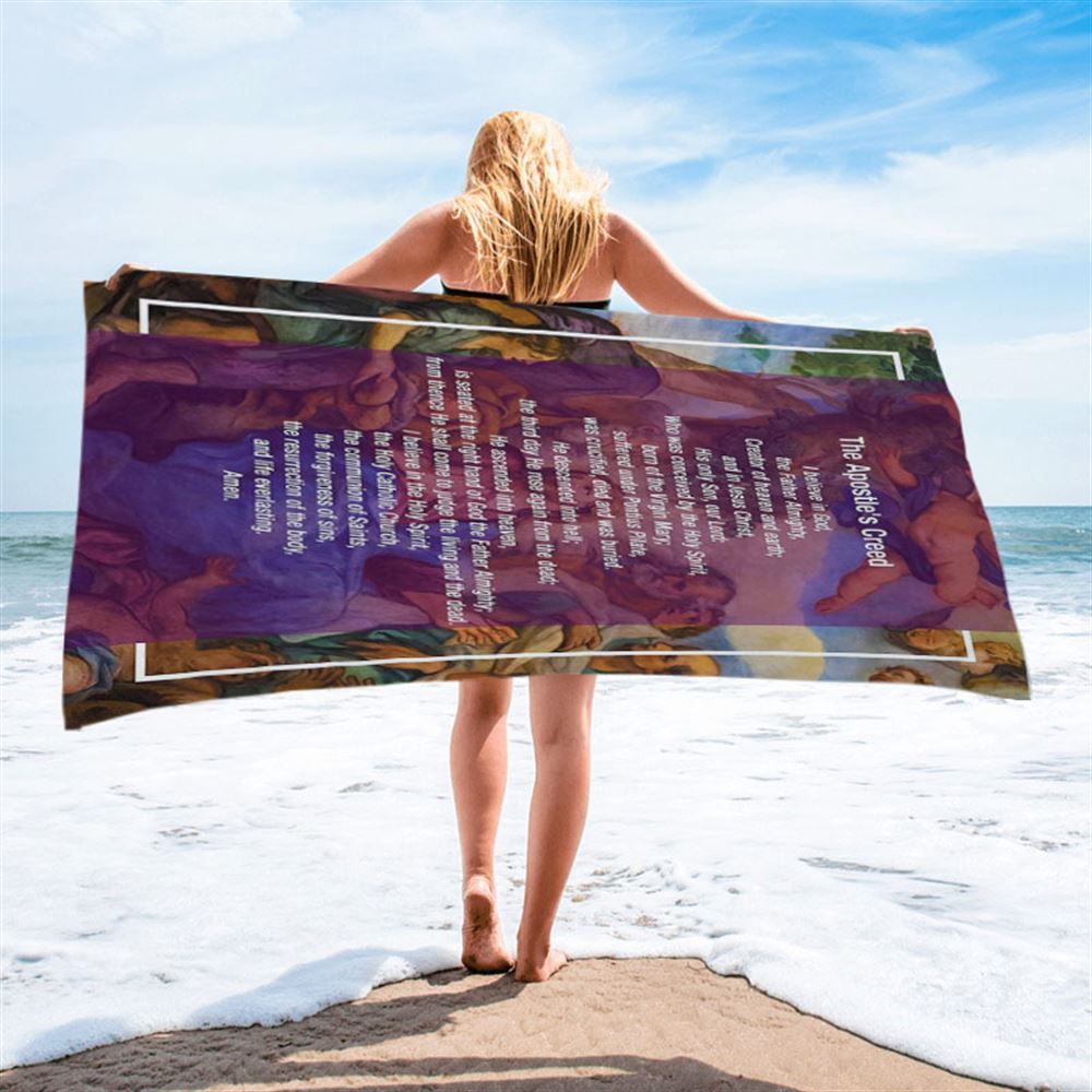 The Apostle&#39;s Creed Beach Towel - Jesus Christ Surrounded By His Apostles - Christian Beach Towel Decor