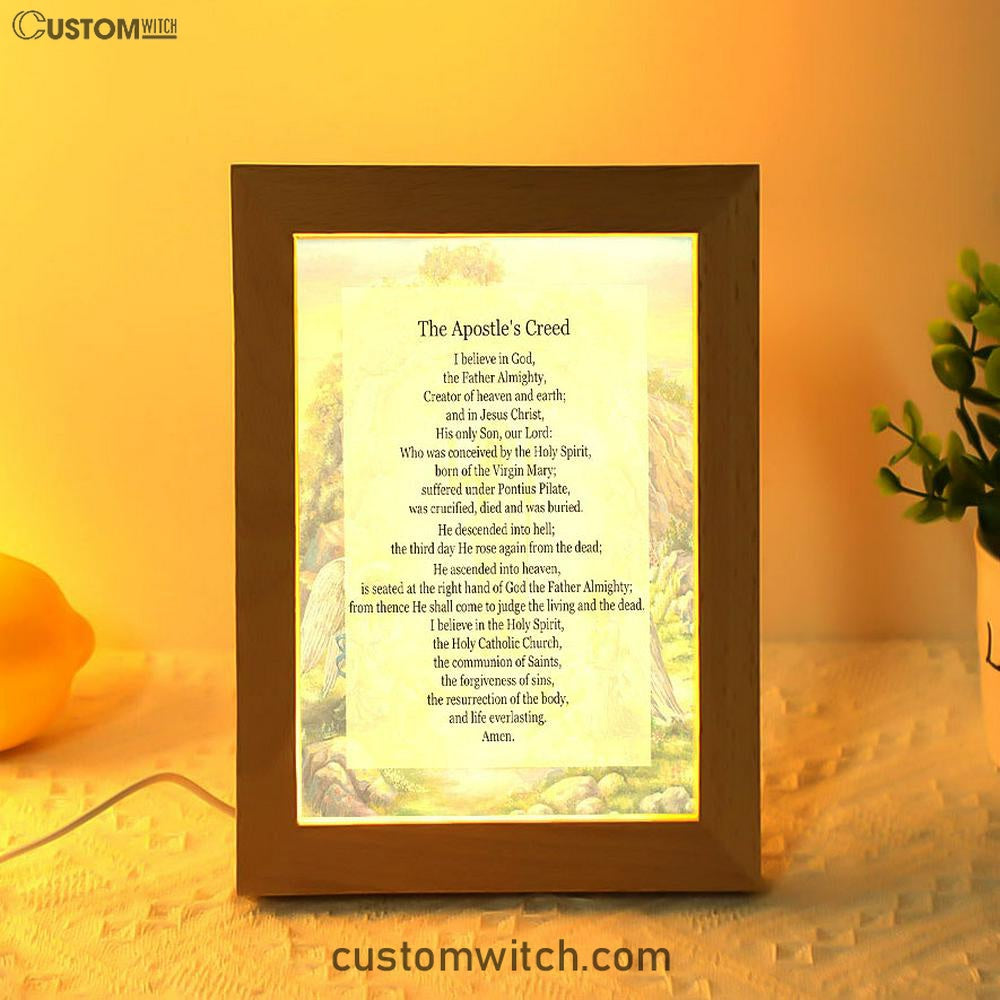 The Apostle&#39;s Creed Frame Lamp Art - Christian Night Light Decor