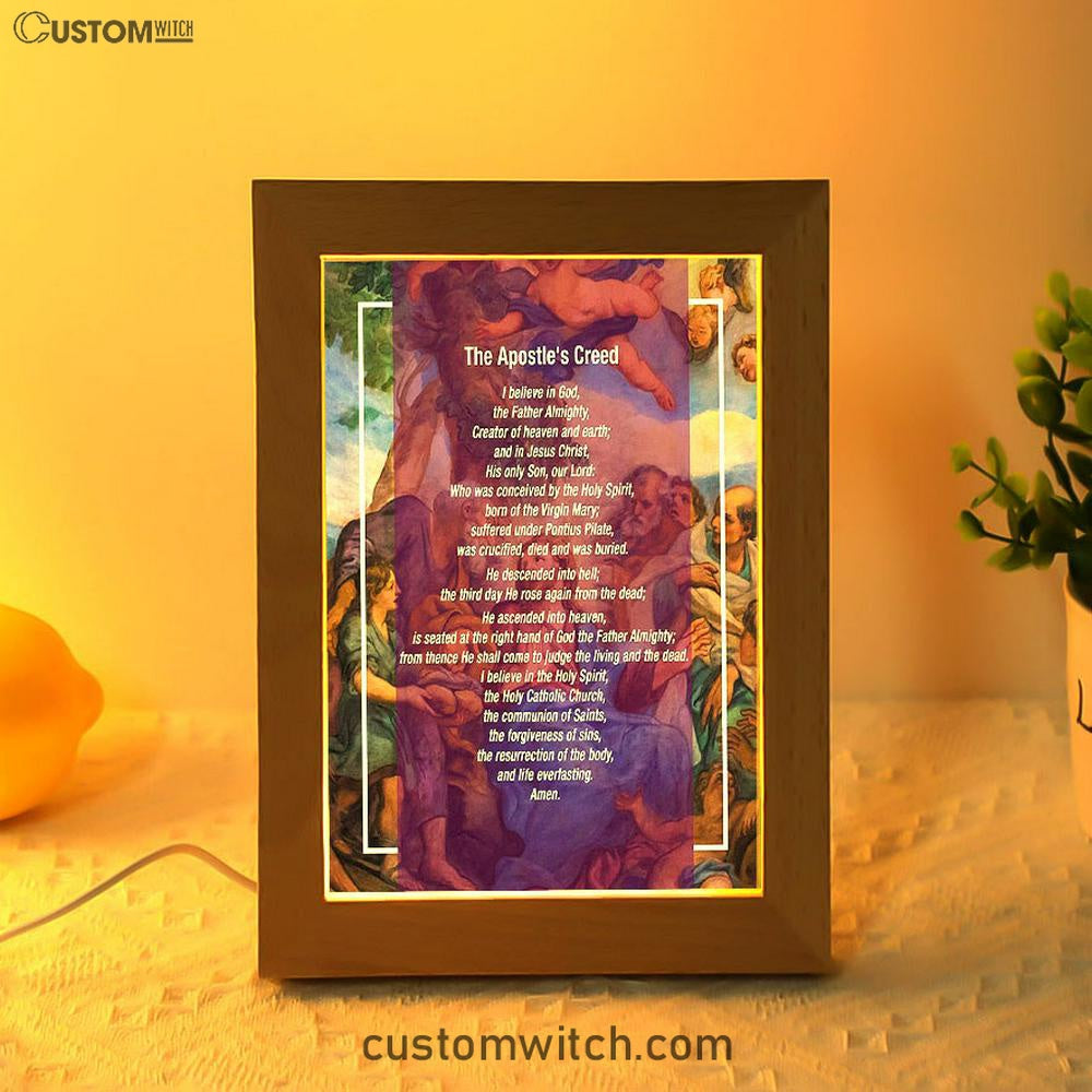 The Apostle&#39;s Creed Frame Lamp Prints - Jesus Christ Surrounded By His Apostles - Christian Night Light Decor