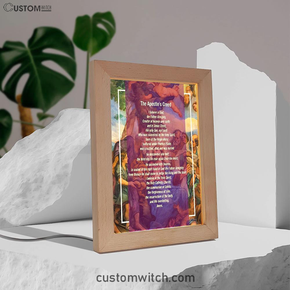 The Apostle&#39;s Creed Frame Lamp Prints - Jesus Christ Surrounded By His Apostles - Christian Night Light Decor