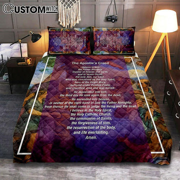 The Apostle&#39;s Creed Quilt Bedding Set Prints - Jesus Christ Surrounded By His Apostles - Christian Quilt Bedding Set Bedroom Decor