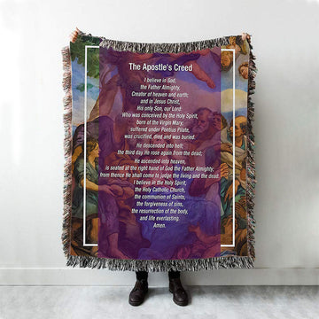 The Apostle&#39;s Creed Woven Blanket Prints - Jesus Christ Surrounded By His Apostles - Christian Woven Throw Blanket Decor