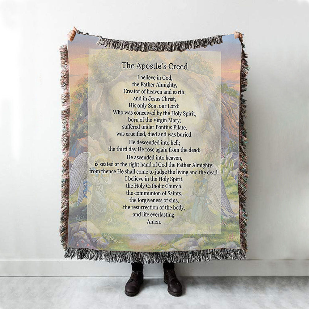 The Apostle&#39;s Creed Woven Throw Blanket - Christian Woven Throw Blanket Decor