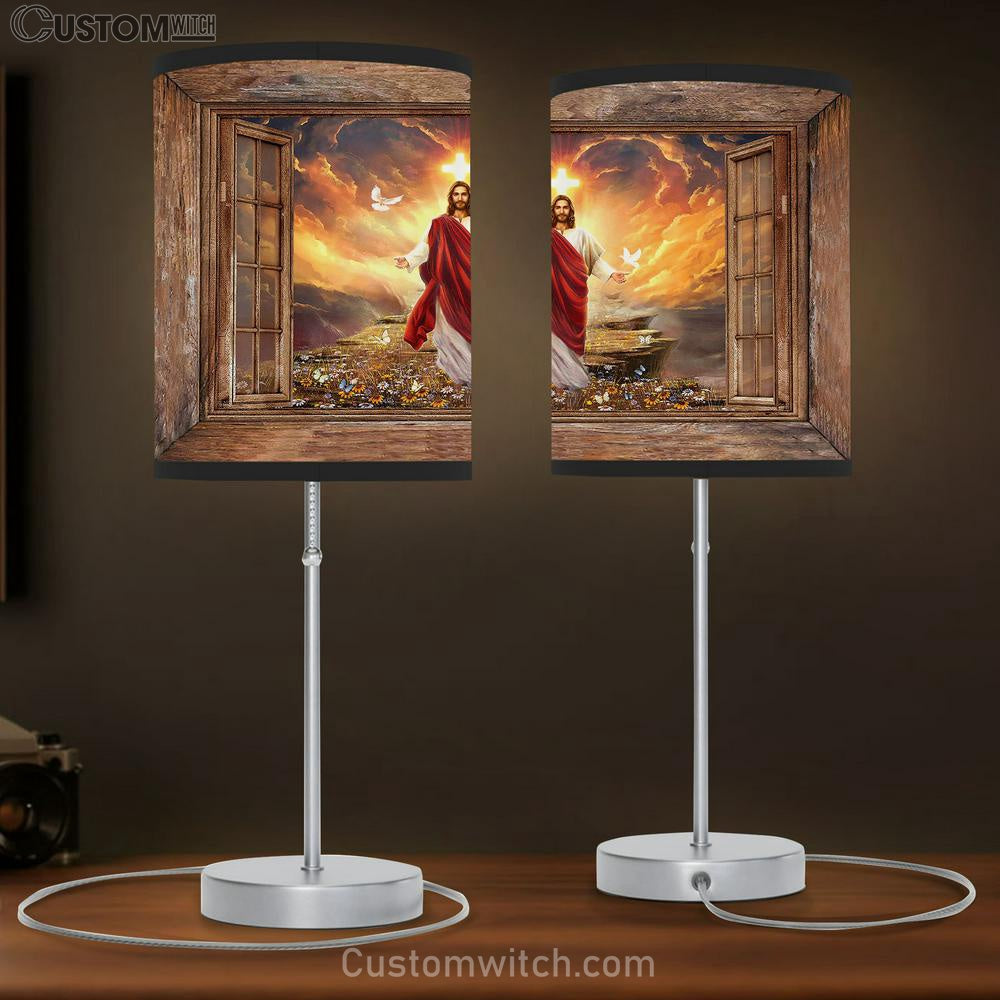 The Arms Of Jesus Path To Heaven Table Lamp Art - Bible Verse Lamp Gift - Christian Bedroom Decor