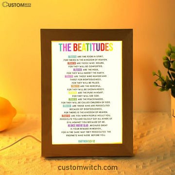 The Beatitudes Frame Lamp Art - Christian Night Light Decor