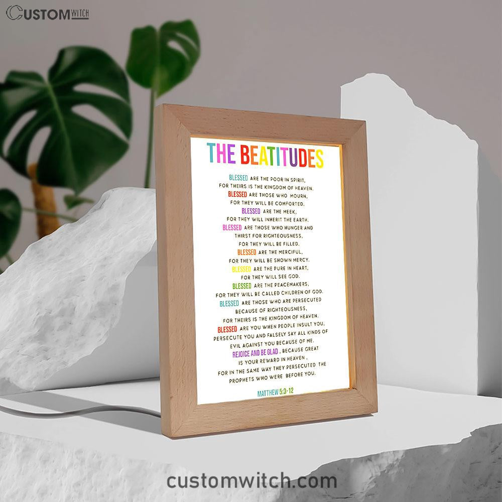 The Beatitudes Frame Lamp Art - Christian Night Light Decor