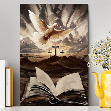 The Bible Dove Old Rugged Crosses Sunrise On Mountains Canvas Art - Christian Art - Bible Verse Wall Art - Religious Home Decor