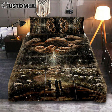 The Day He Was Born Jesus Quilt Bedding Set Art - Christian Art - Bible Verse Bedroom - Religious Home Decor