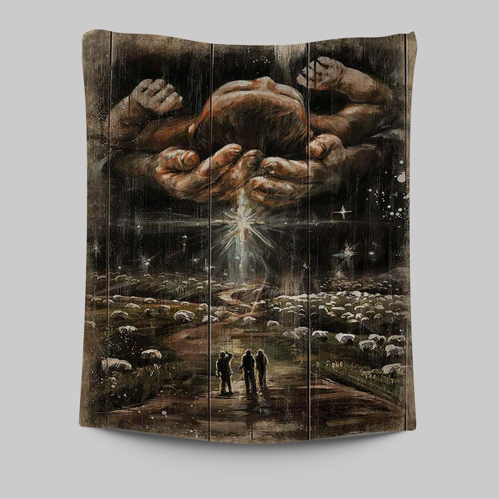 The Day He Was Born Jesus Tapestry Art - Christian Art - Bible Verse Wall Art - Religious Home Decor