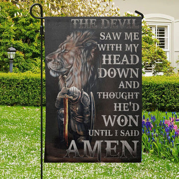 The Devil Saw Me With My Head Down Flag, Christian&#39;s Flag, Garden Decor, Garden Flag Stand, Christian Flag, Scripture Flag, Garden Banner