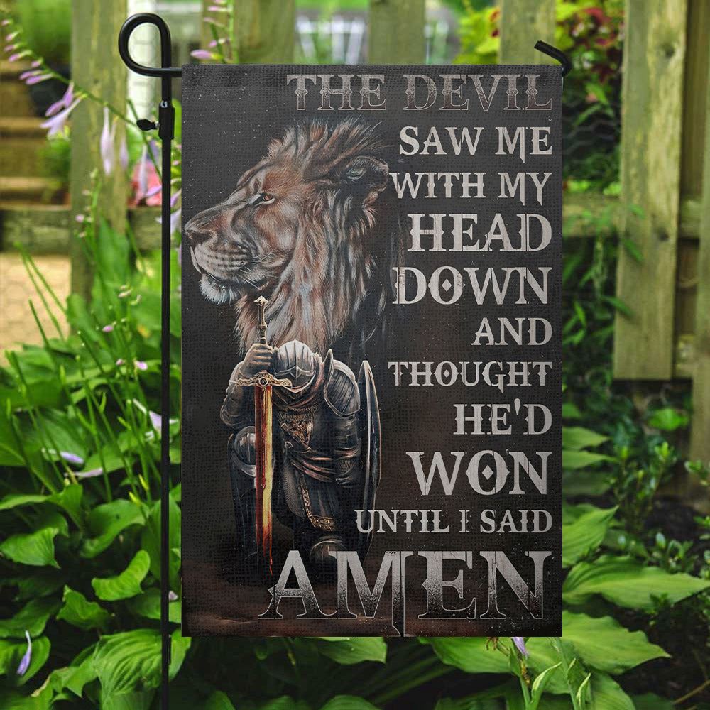 The Devil Saw Me With My Head Down Flag, Christian&#39;s Flag, Garden Decor, Garden Flag Stand, Christian Flag, Scripture Flag, Garden Banner