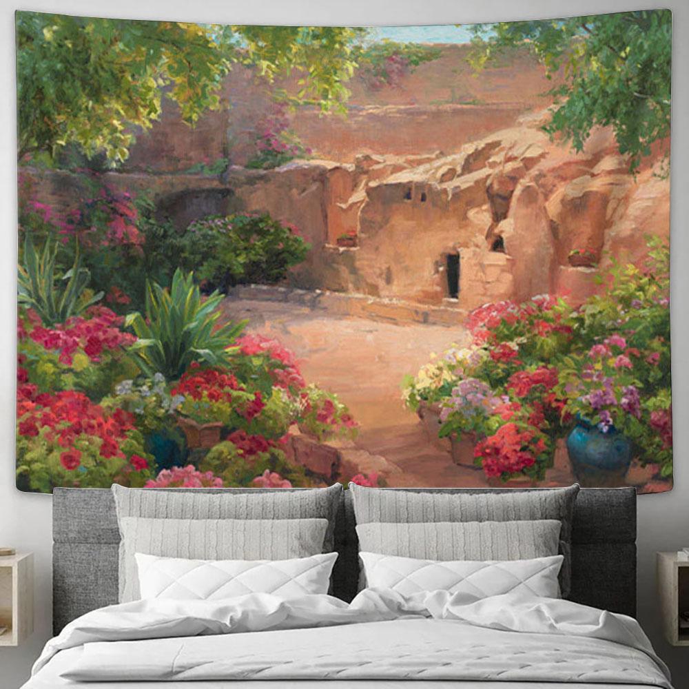 The Empty Tomb Tapestry Art - Christian Wall Art Decor - Easter Wall Art