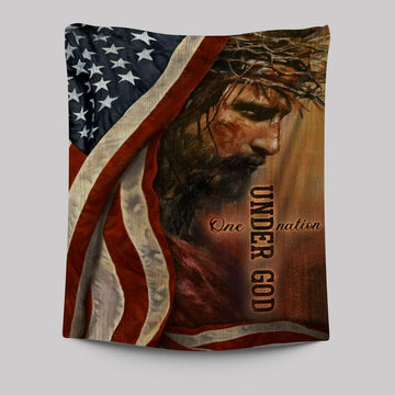 The Face Of Jesus American Flag One Nation Under God Tapestry