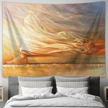 The Feet Of Jesus Tapestry - Touch Of Faith Large Tapestry - Christian Tapestry Prints - Religious Tapestry Art