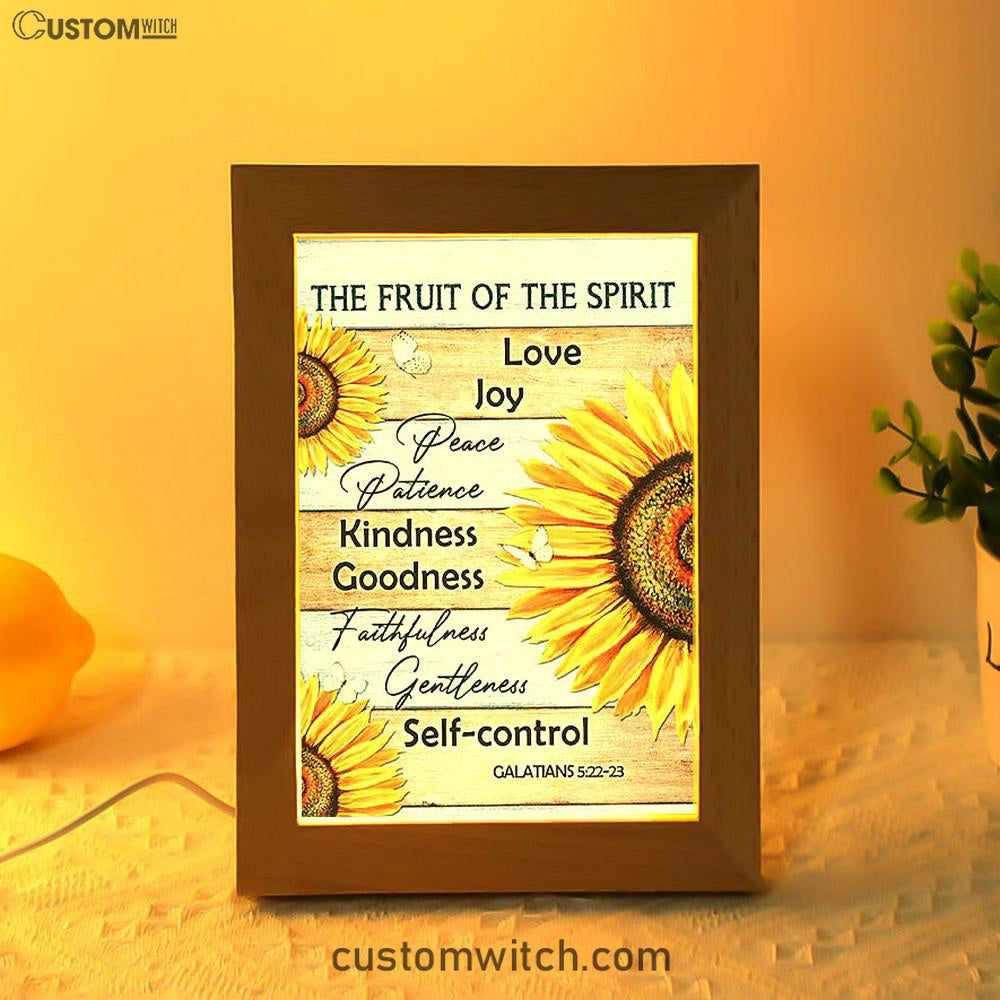 The Fruit Of The Spirit Sunflower Butterfly Frame Lamp Print - Inspirational Frame Lamp Art - Christian Art Home Decor